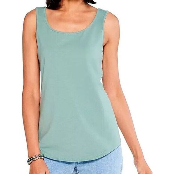 Nic + Zoe F221030 Women's Sz XS Juniper Green Perfect Knit Shirttail Tank Top - Picture 9 of 10